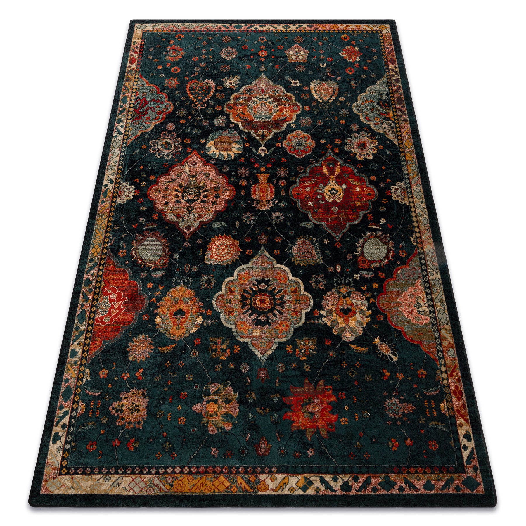 Dywan wełniany POLONIA Abrash orientalny, kwiaty granat 200x300 cm