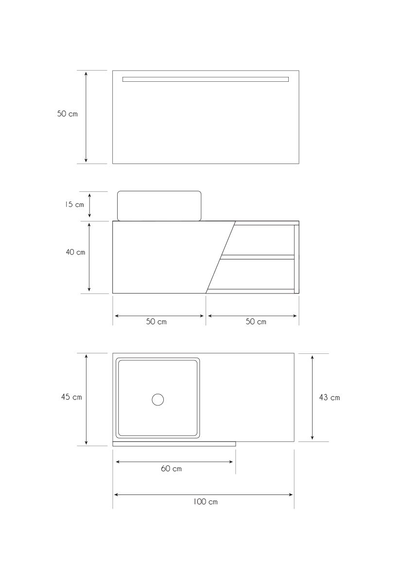 Ensemble de meubles de salle de bain Mapau RENNES, chêne Bardolino, 100 cm + vasque + miroir LED - 3