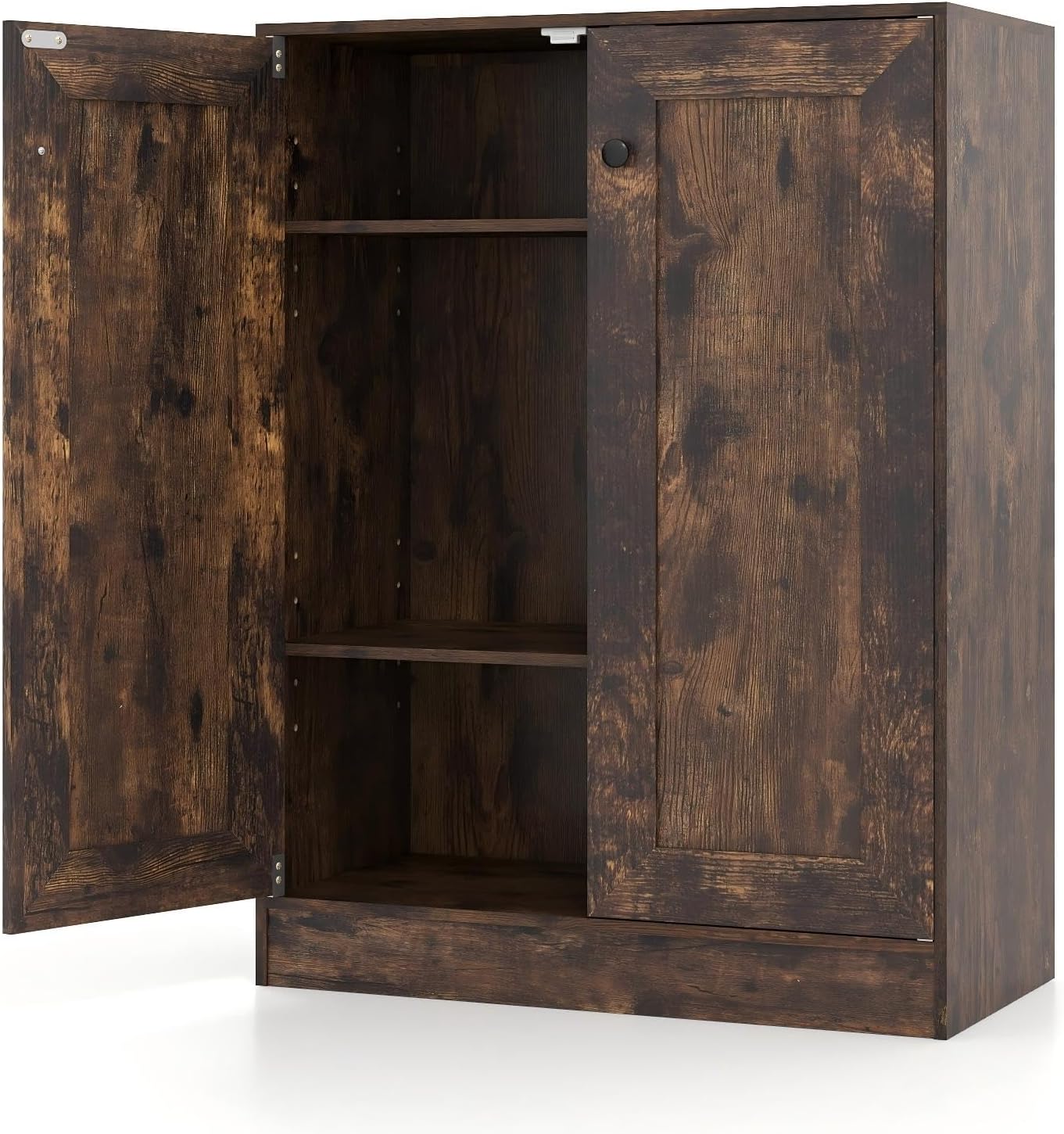 Niska Szafka z 2 Drzwiami, Mebel Kuchenny, 3 Poziomy z 2 Regulowanymi Regałami i Zestawem Anti-Błyskawicznym, 60 x 30 x 80 cm (Przemysłowy)