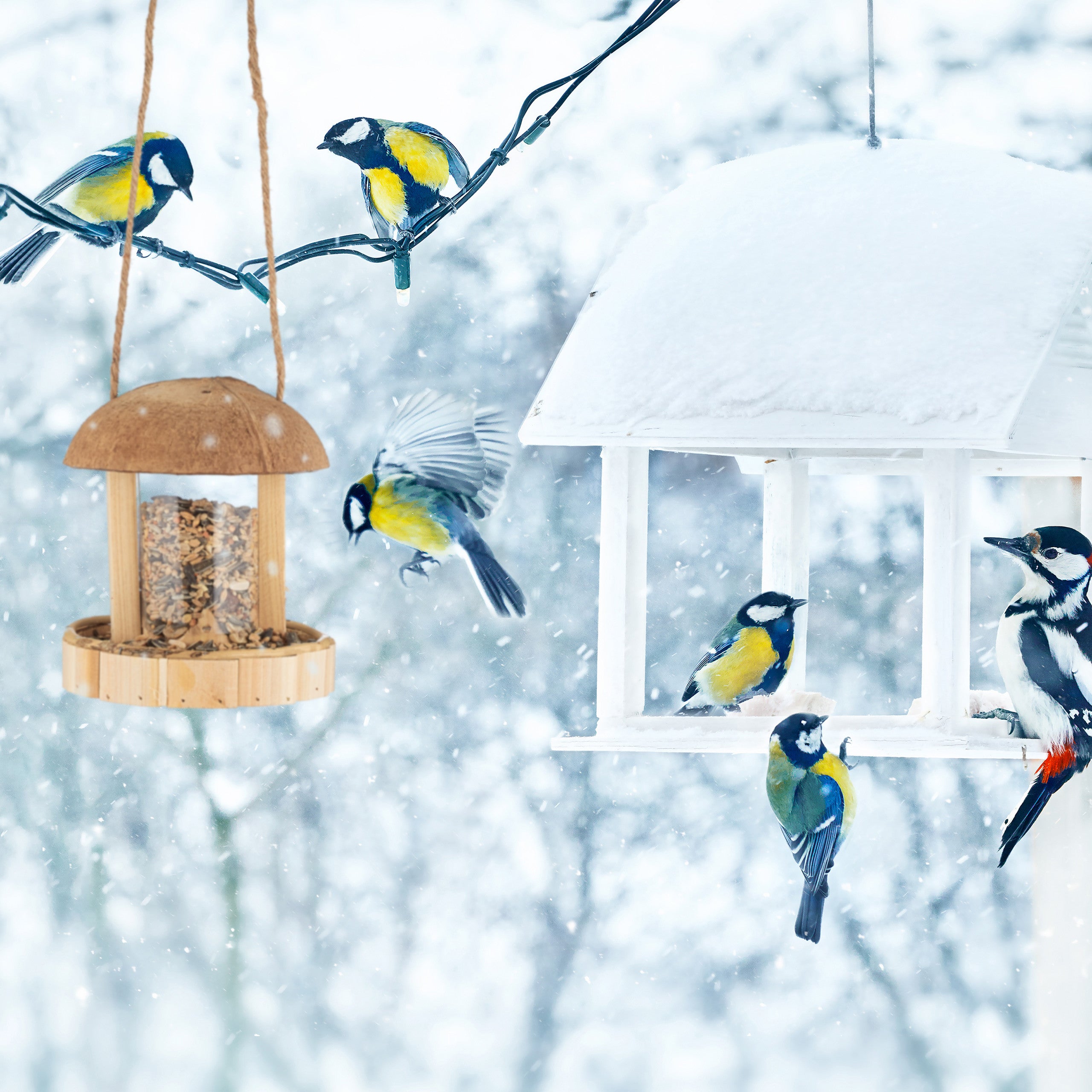 Relaxdays mangeoire à oiseaux en bois, à suspendre, Abris pour balcon & jardin, fait main, HxD: 17 x 14,5 cm, nature - 5