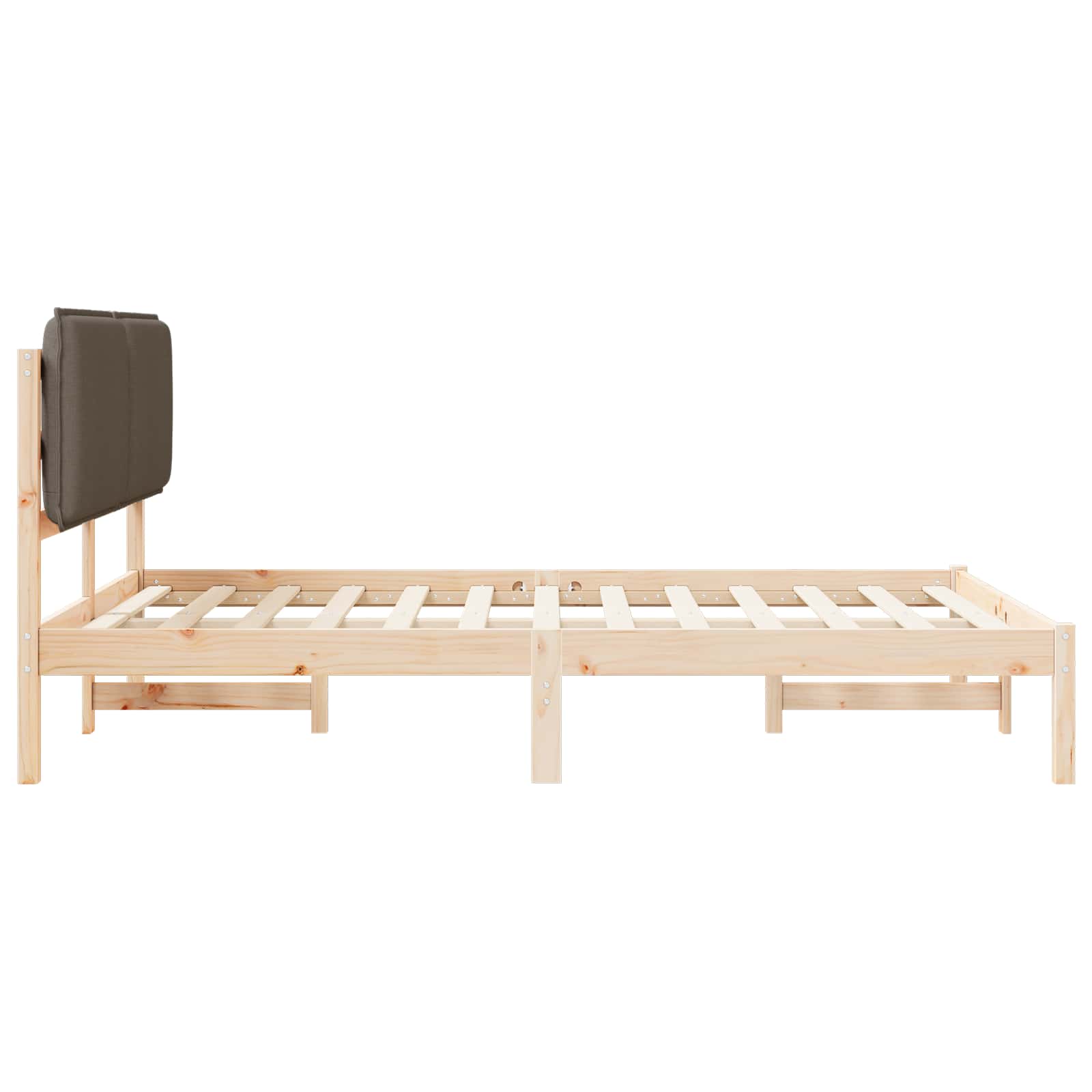 Cadre de lit avec tête de lit rembourrée, taupe, pour la chambre, 150 × 200 cm - 6