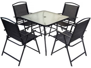Salon de jardin repas en métal "Maude" - 4 places - Noir