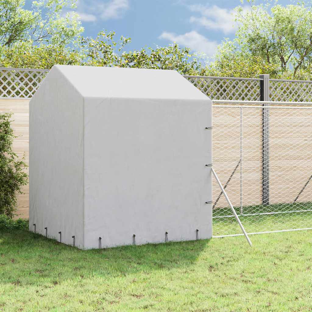 Kojec dla psa, z dachem, srebrny, 2x10x2,5m, stal galwanizowana vidaXL