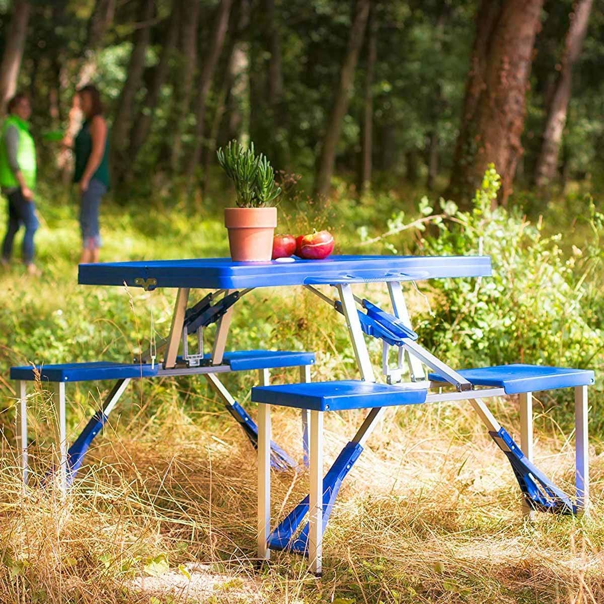 Goplus – Table de camping pliante en bambou 122 x 60 cm – Charge 50 kg – Pliable avec sac de transport – Pour pique-nique et extérieur
