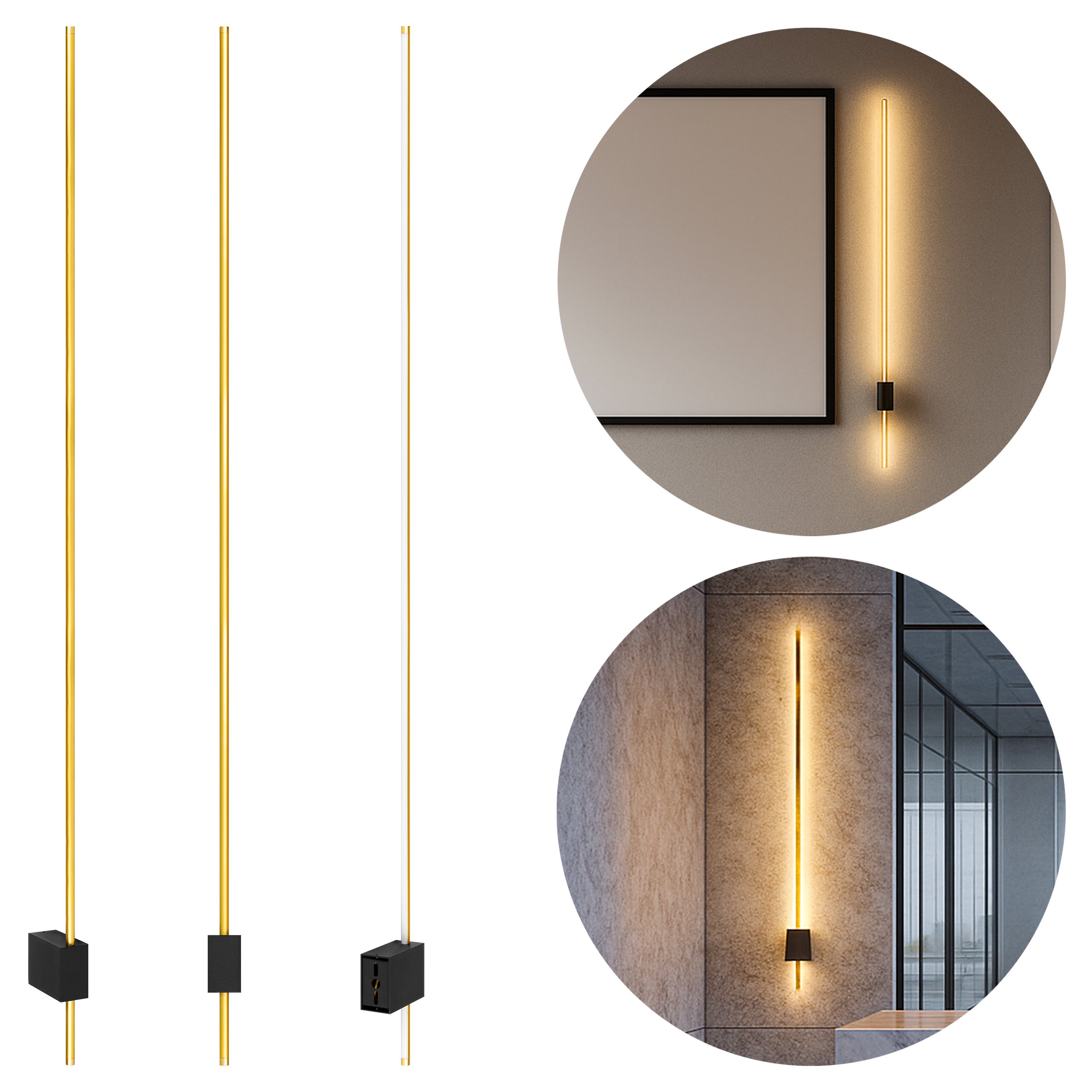 Kinkiet ścienny LED Como 120cm 12W IP20 4000K wewnętrzny zloty czarny lampa MasterLED - 6