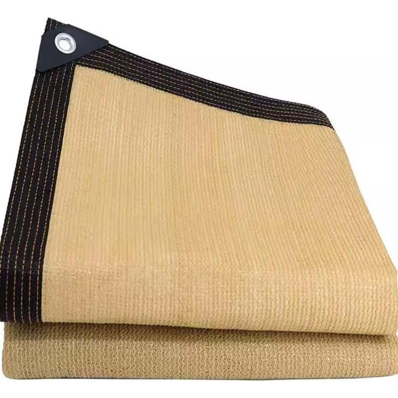 Siatka zacieniająca z przelotkami, tkanina zacieniająca do ogrodu, łatwa w montażu, z ochroną UV, oddychająca, jasnożółta, 5 x 6 m