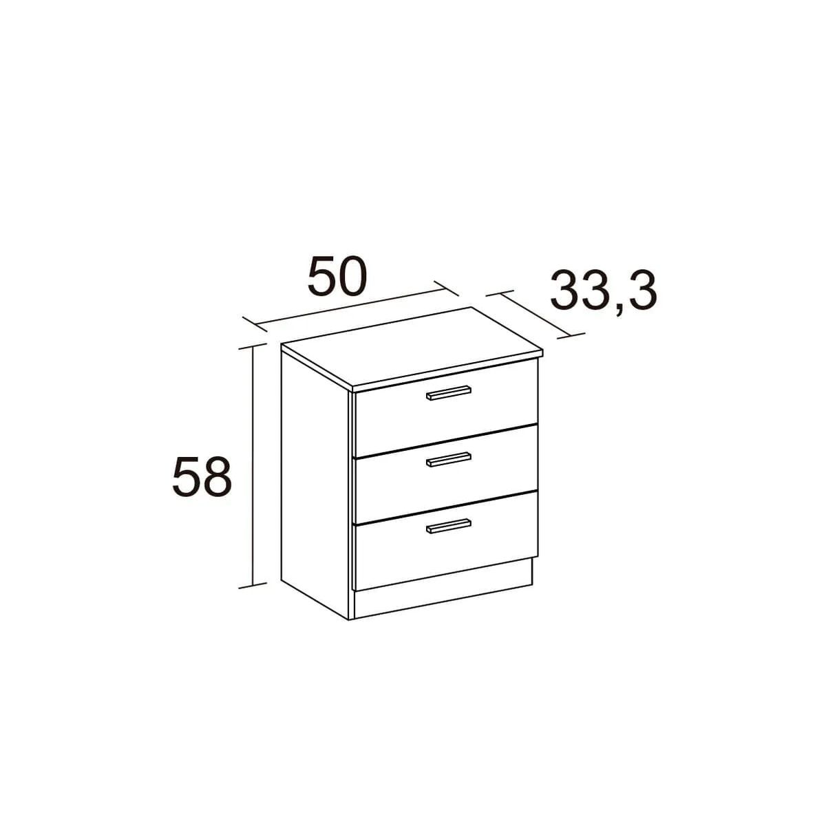 Mesita de noche tres cajones Couple Sahara - Blanco Mate - 5