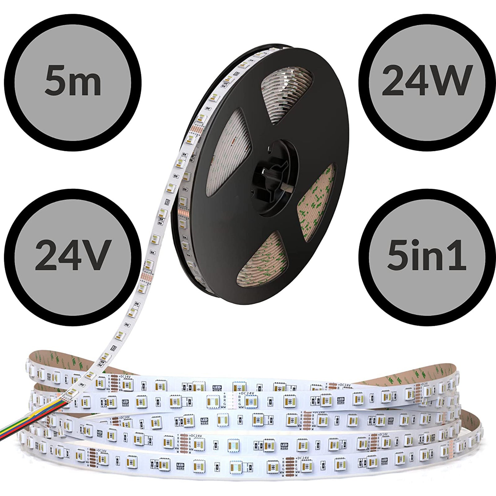 Set SMART bande LED adhésive 120W RGB CCT 2400K à 6500K 24V 12000lm WiFi contrôle vocal Alexa Google complet avec bloc d'alimentation - 2