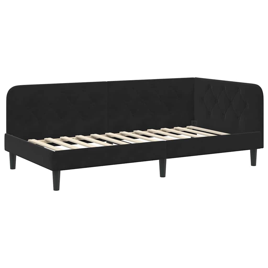 Cadre de lit d'angle en velours noir pour la chambre, 100 × 200 cm - 6