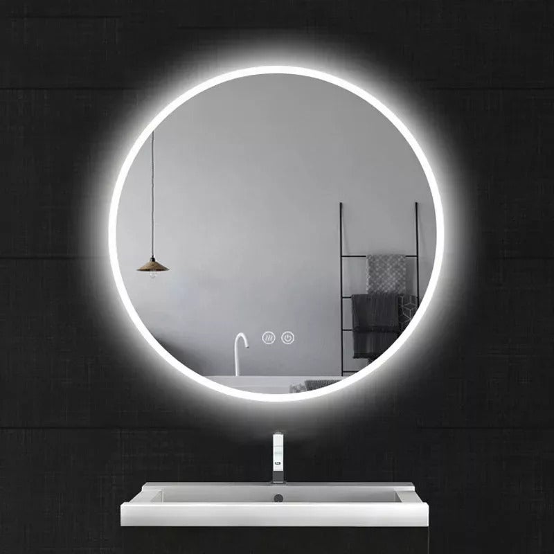 Oglinda Fluminia Calatrava 90, rotunda, LED External Light, 3 culori lumina, dezaburire