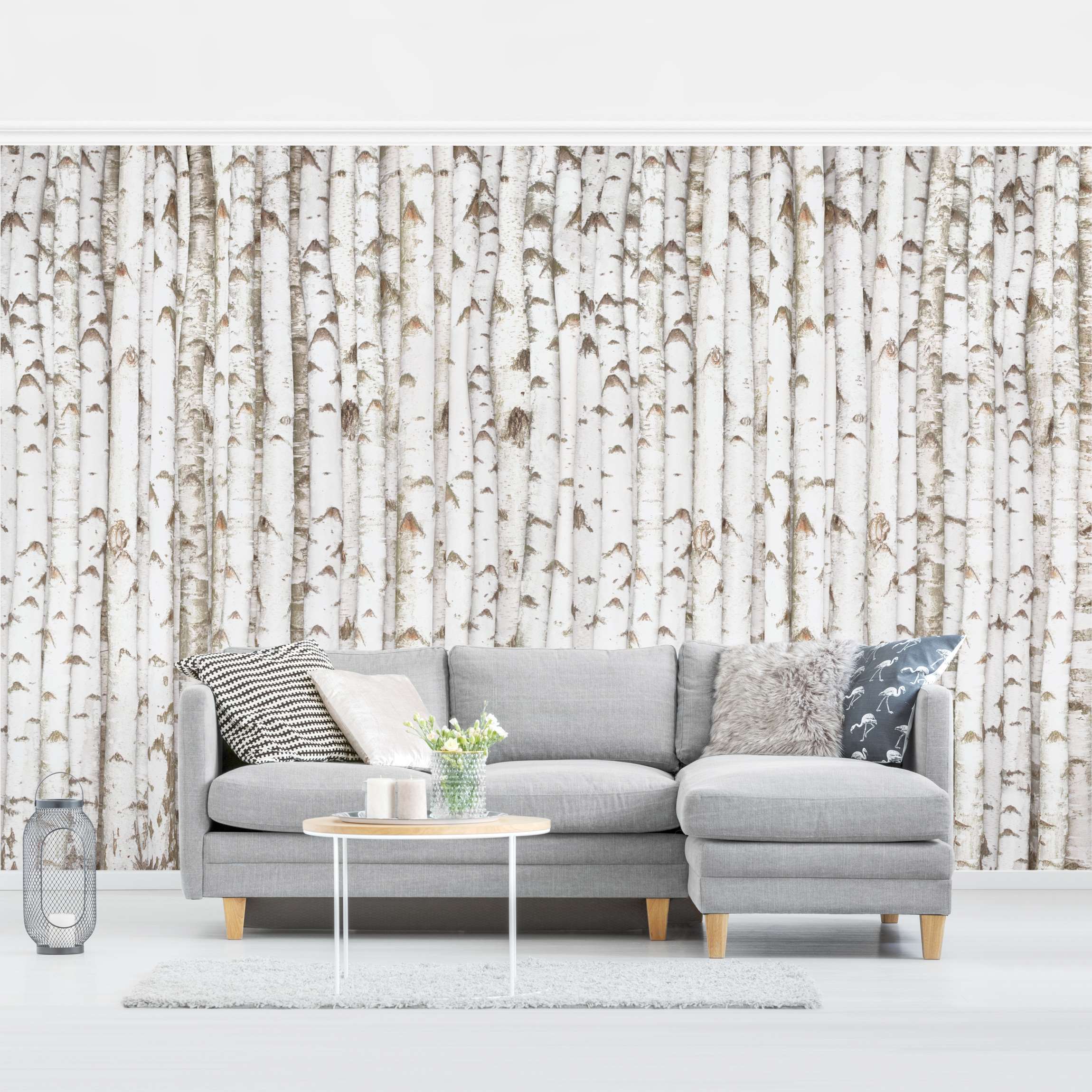 Papel pintado fotomural bosque imitación madera bouleaux 21 - salón dormitorio cocina pasillo - tnt 432 x 290 cm premium