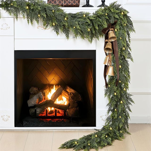 Coroa de Natal, coroa de pinheiro exterior, coroa de lareira, decoração de Natal interior 183CM