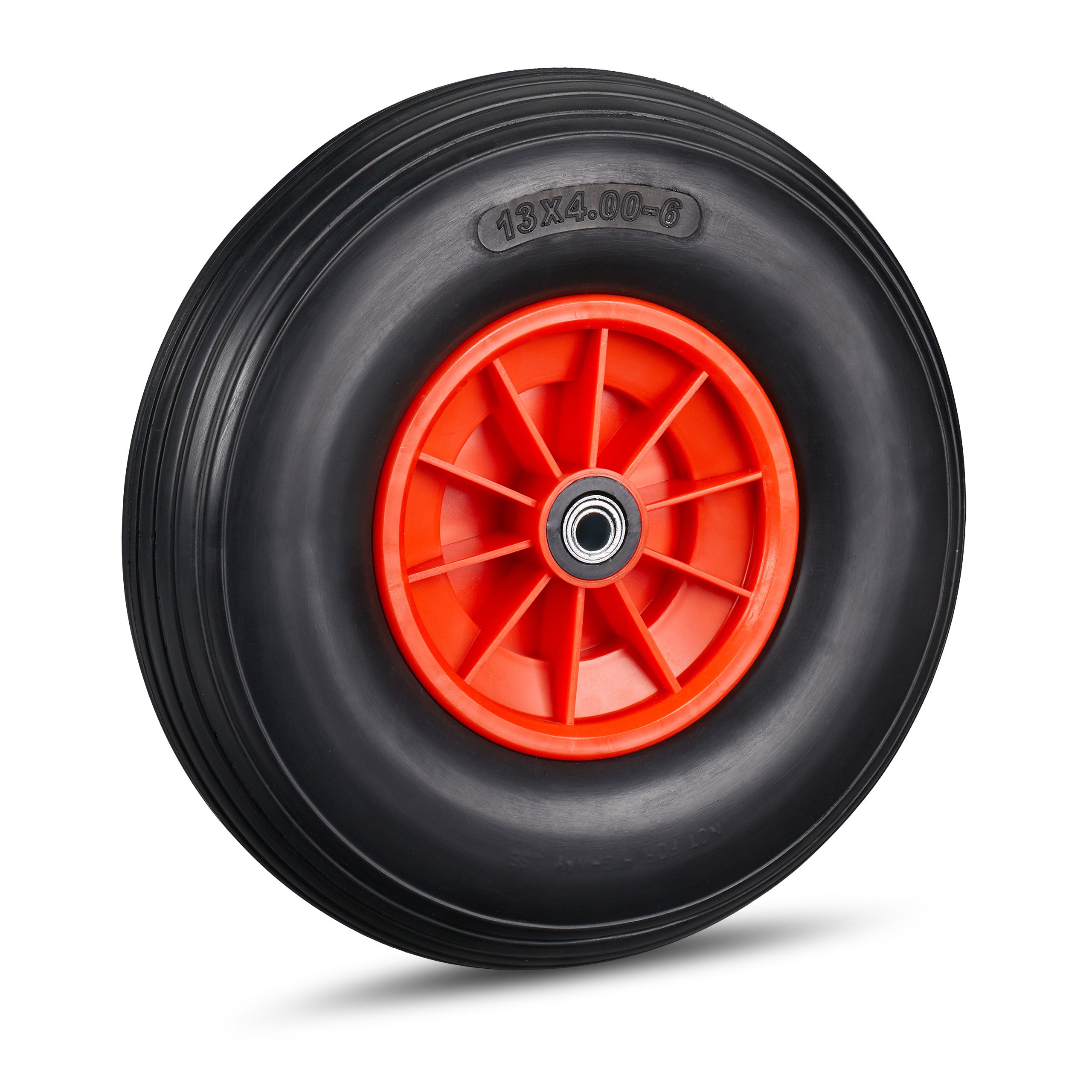 4 ruedas carretilla 4.00-6, goma maciza, llanta de plástico, 3 adaptadores, rueda repuesto, antipinchazos, 100 kg