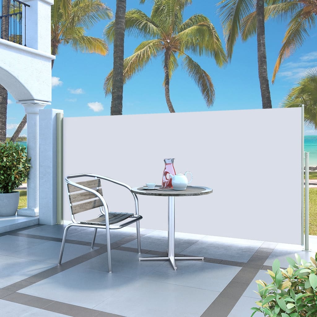 Store Latéral Extérieur Brise-vue Rétractable – Dimensions 140x300 Cm, Tissu Polyester, Couleur Crème, Cadre Acier/aluminium - 12