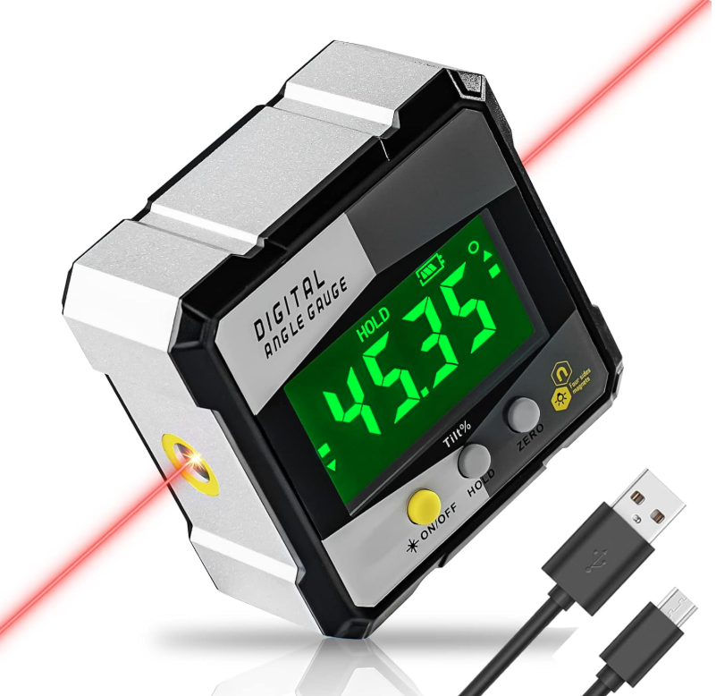 XUNTOP Rapporteur D'Angle Numérique Inclinomètre Dual Laser Avec Niveau à Bulle - Double Écran LCD Pour Bricolage Et Construction