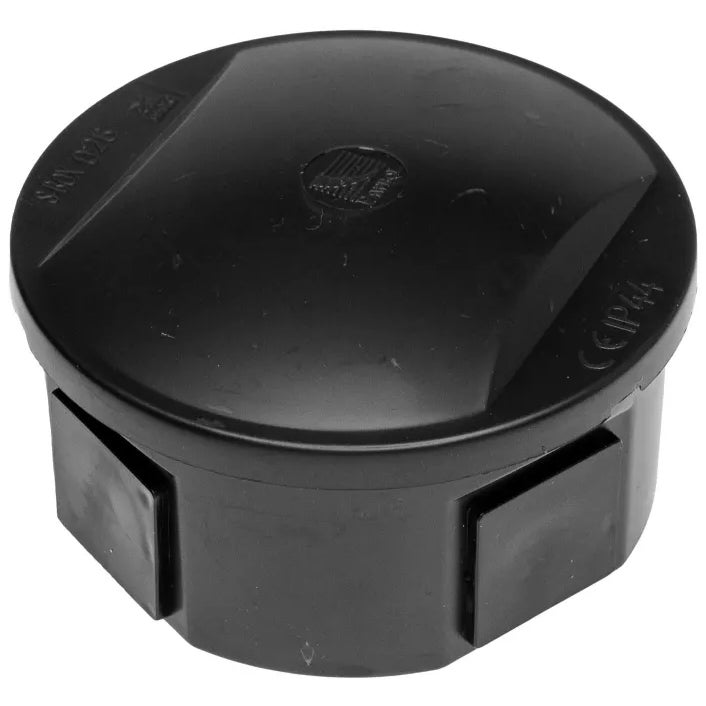 Puszka Natynkowa Hermetyczna IP44 KLIK Okrągła z Zaślepkami Czarna 84x40mm