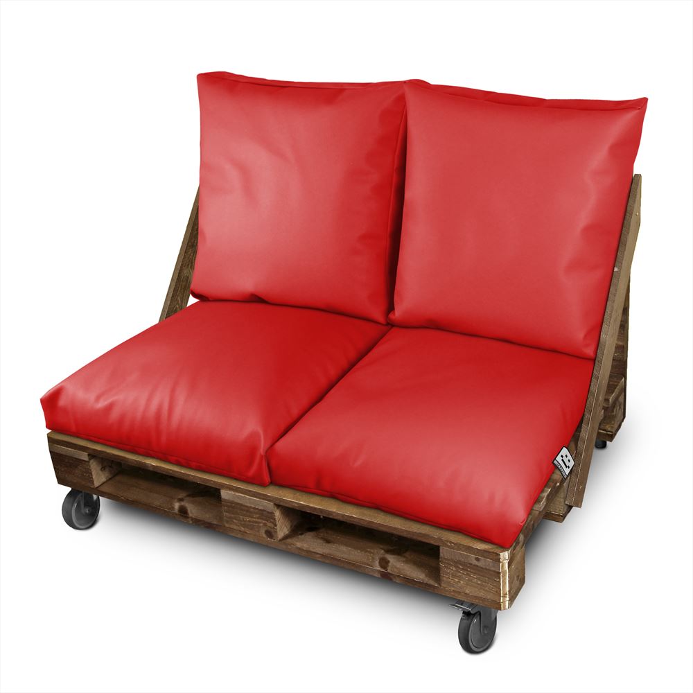 Cojín multiusos suelo o respaldo o asiento para palets exterior rojo happers 60x60 (1 unidad)