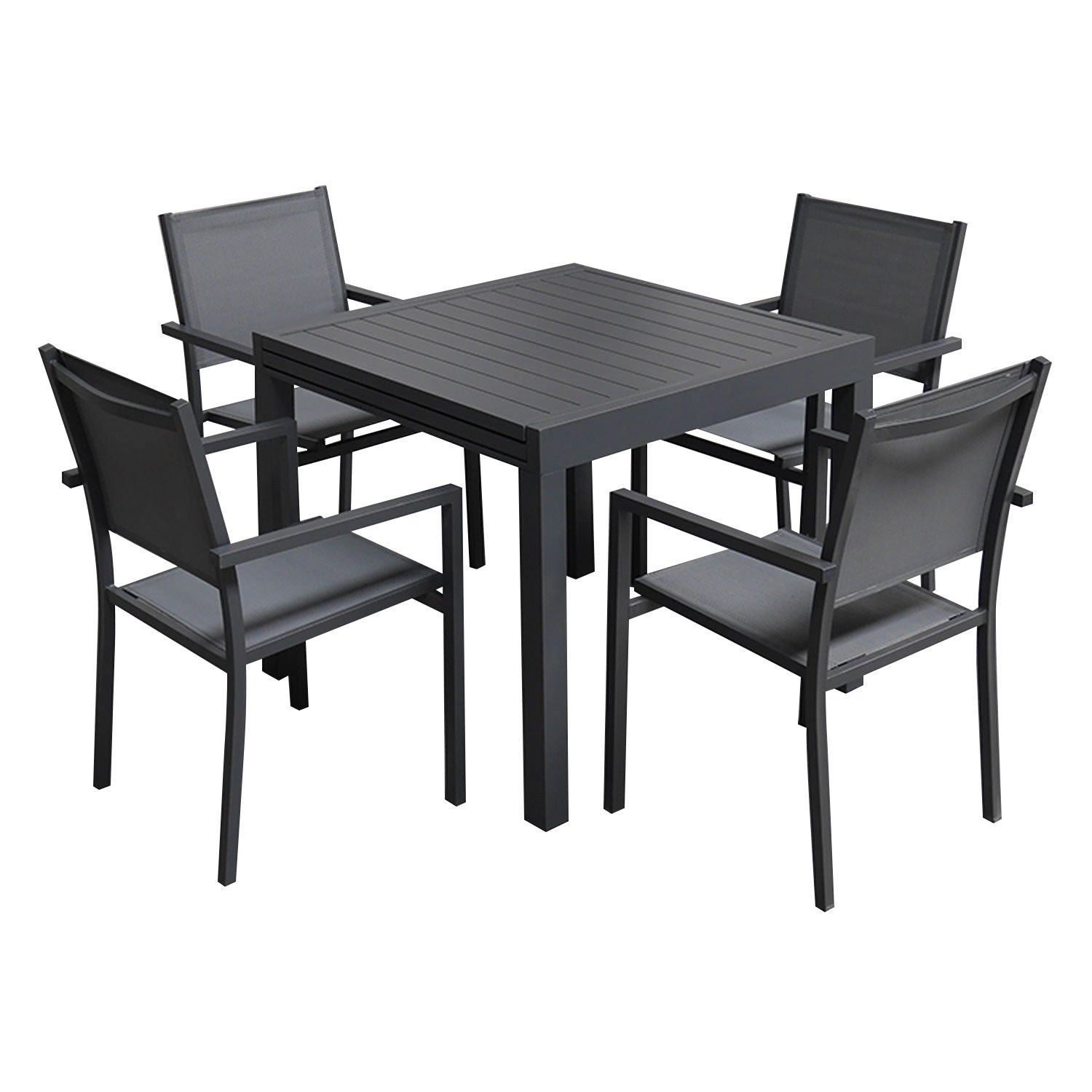 Salon de jardin 8 places gris et aluminium anthracite extensible 90/180 VENEZIA - 4