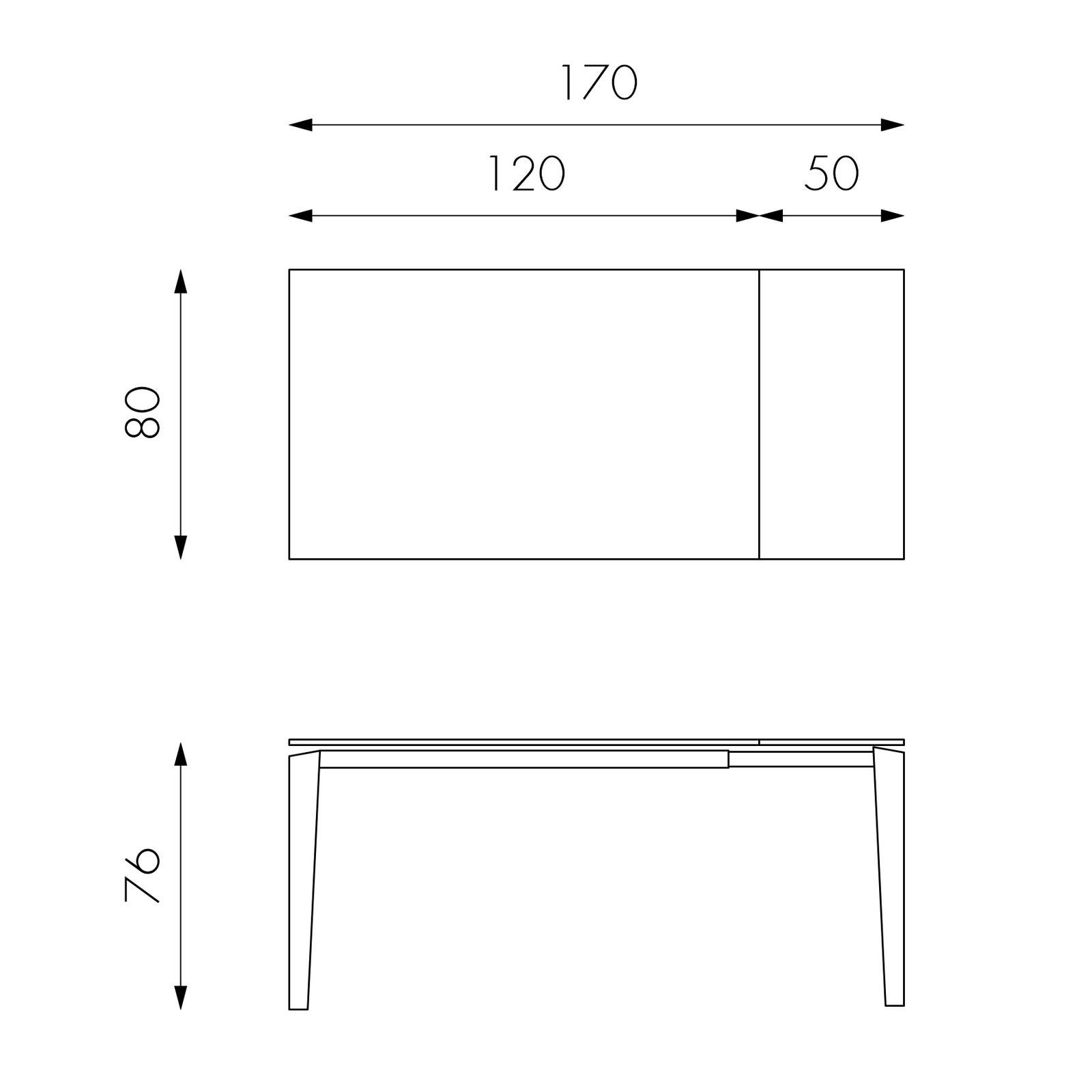 Table extensible de 120cm à 170cm plateau moderne en céramique sur verre trempé marbre anthracite - 7