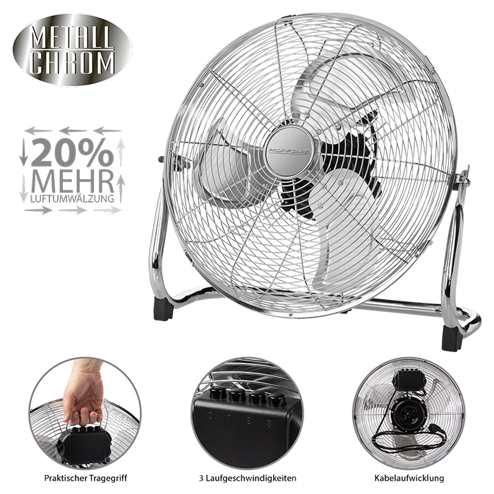 Ventilateur De Sol Profi-care Pc-vl 3065 Wm 330650 100 W (ø X H) 400 Mm X 490 Mm Chrome 1 Pc(s) - 8
