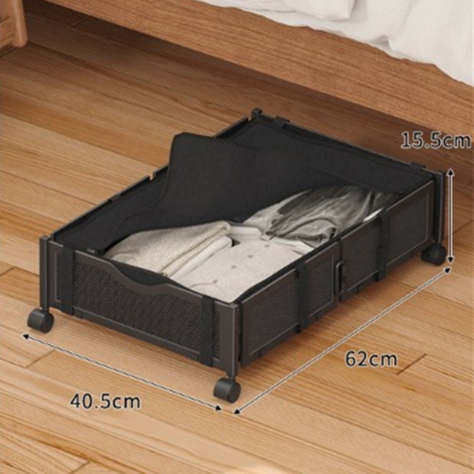 Contenitore Portaoggetti Sotto Letto, 2 Pezzi, 79x40x15 Cm, Pieghevole Con Coperchio E Maniglie, Organizer Per Scarpe, Vestiti E Coperte - 4
