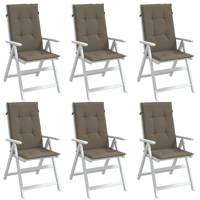Lot De 4 Coussins De Chaise à Dossier Bas Motif Carreaux Noir - Imperméables Anti-Glissement Pour Jardin Terrasse