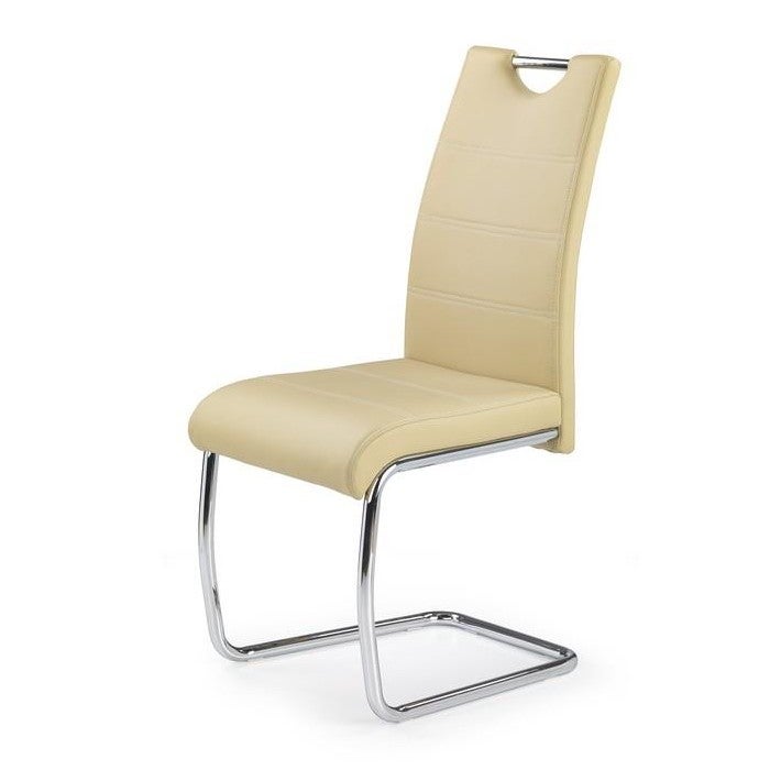 Silla de diseño jakarta de piel sintética y acero cromado - beige