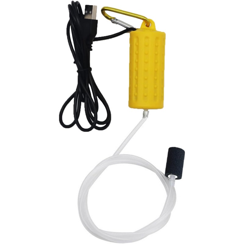 Miniaturowa pompa tlenowa USB, cicha pompa powietrza do akwarium, przenośna pompa tlenowa do akwariów i zbiorników rybnych, żółta