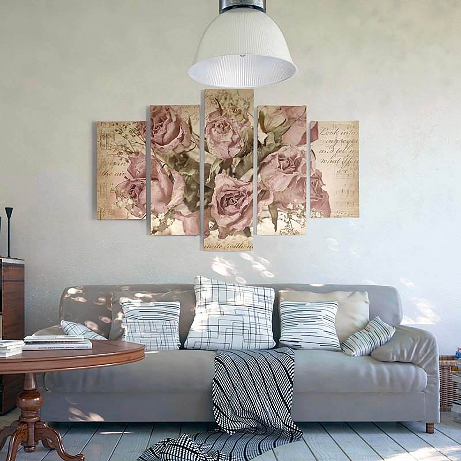 Tableau roses sur l'arrière-plan de la notation musicale - 200 x 100 cm - 5