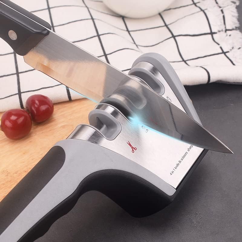 Affilacoltelli professionale, affilacoltelli da cucina 4 in 1, affilacoltelli con cuscinetto in gomma antiscivolo. - 4