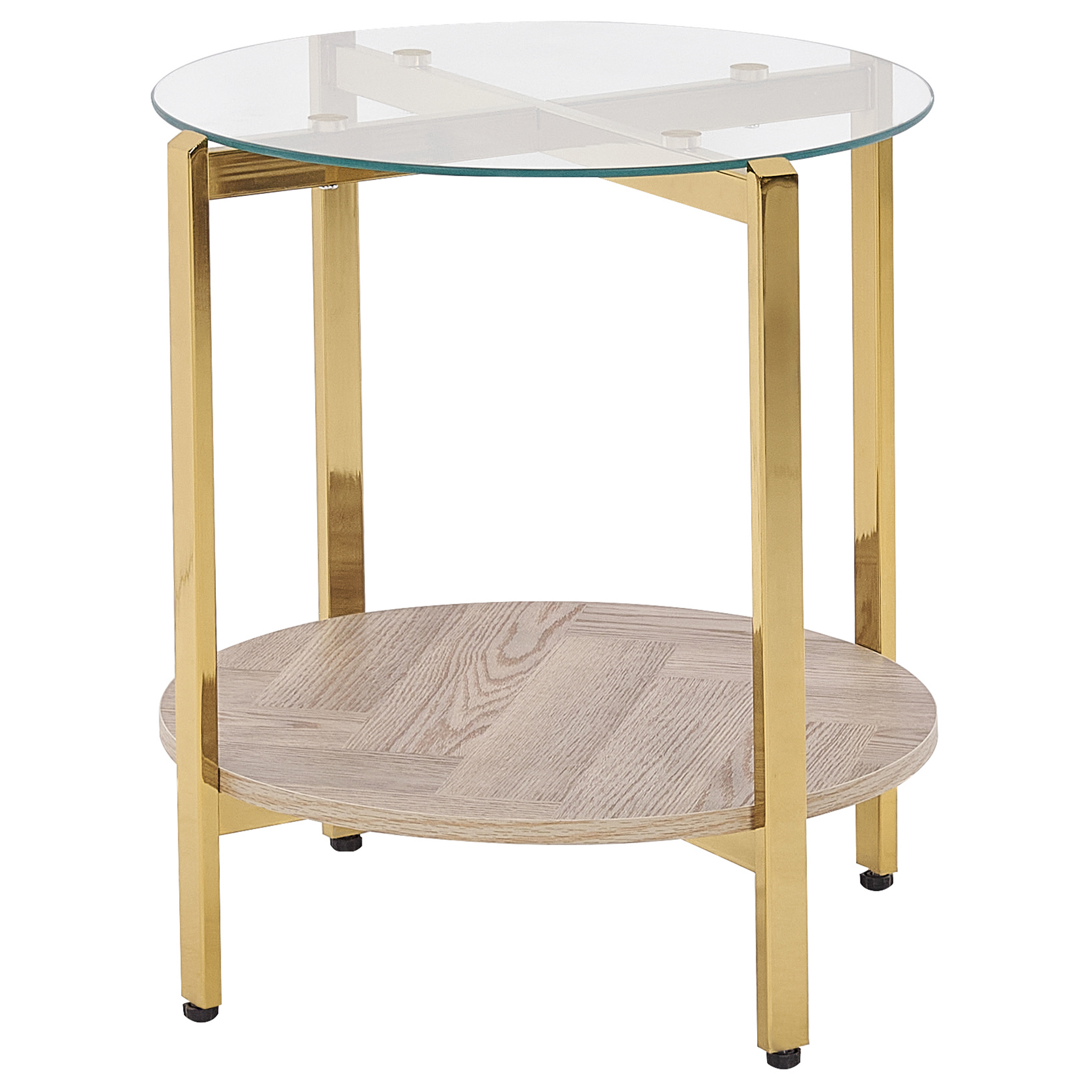 Mesa Auxiliar Cuadrada De Vidrio Con Base Dorada 50x50 Cm | Envío Gratis