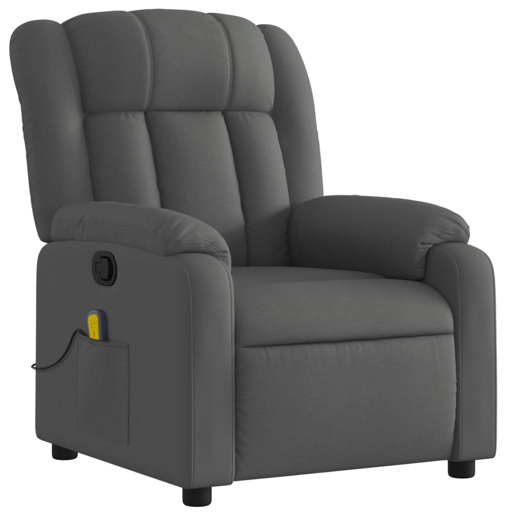Fauteuil de Salon，Chaise，Fauteuil inclinable de massage gris foncé tissu - 3