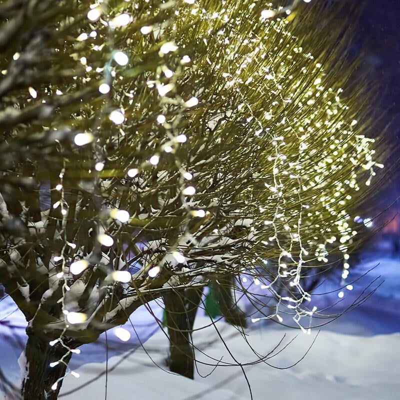 10M 200LEDs Guirlande lumineuse en stalactites Blanc froid,, IP44 étanche, Décoration de Noël, Fête, Balcon, Jardin - 7