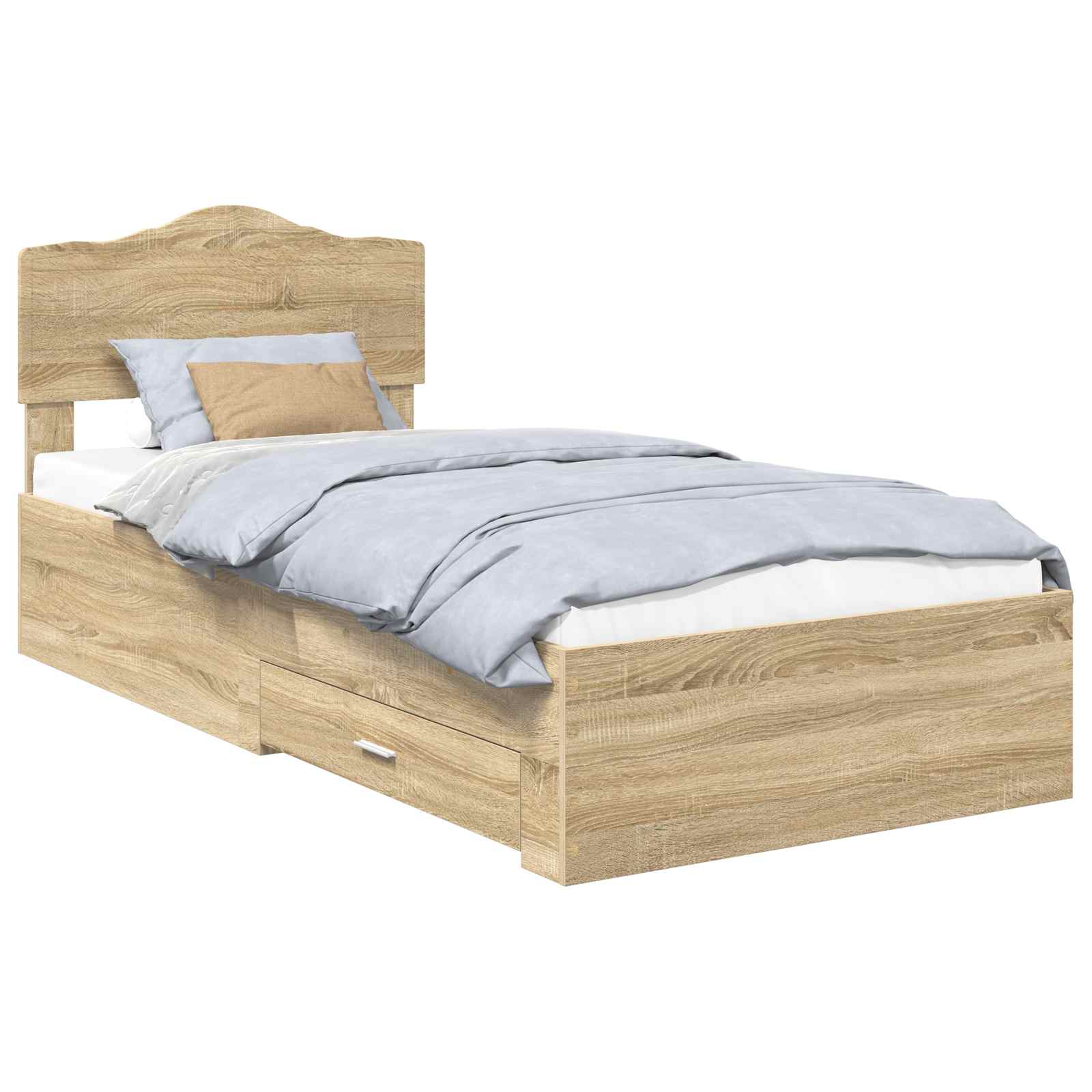 Cadre de lit chêne 70 x 190 cm panneau de bois - 2
