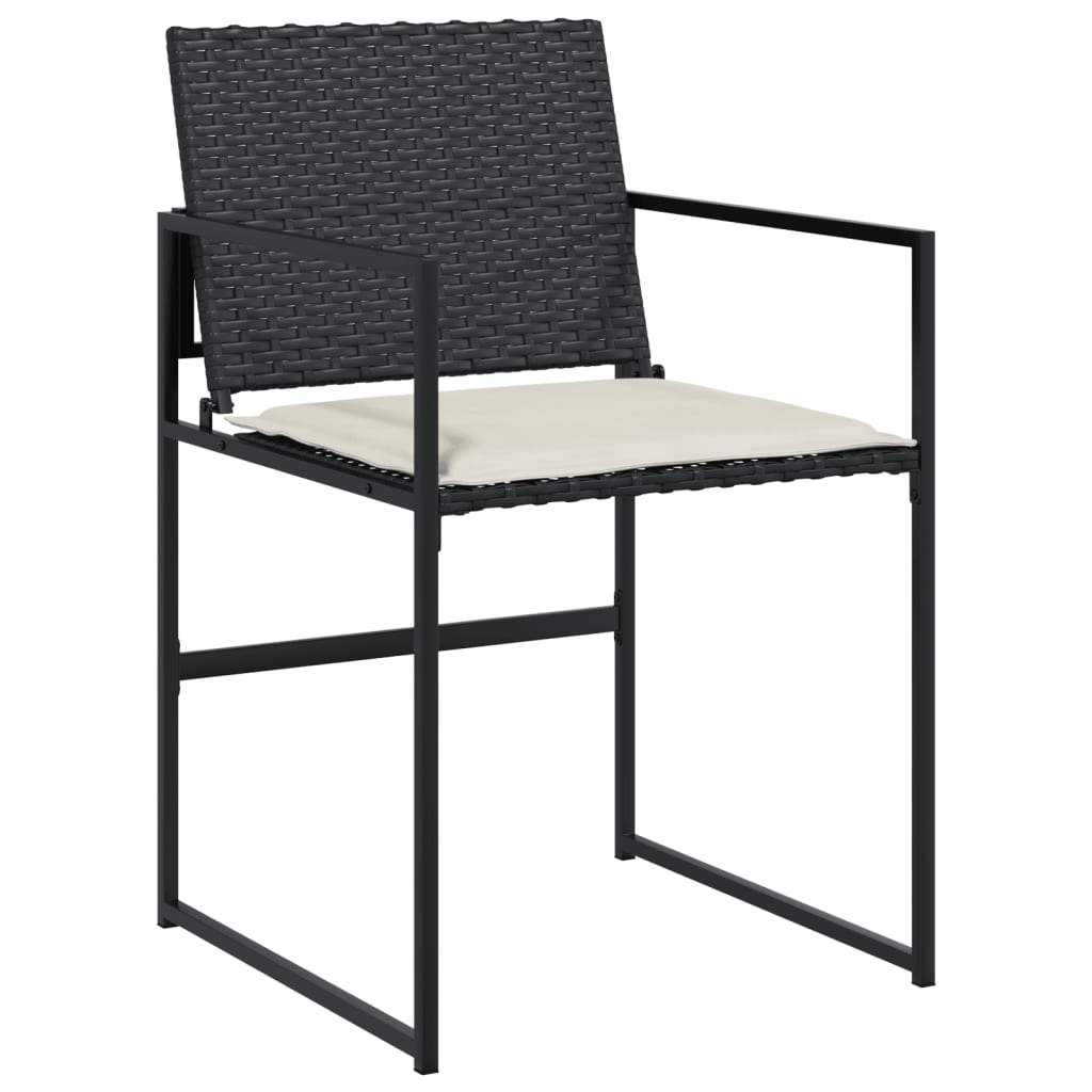 Set de muebles jardín 5 piezas con cojines ratán sintético negro - 4
