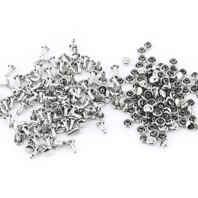 Tampa dupla rebite tubular metal couro artesanato reparos decoração 100 peças