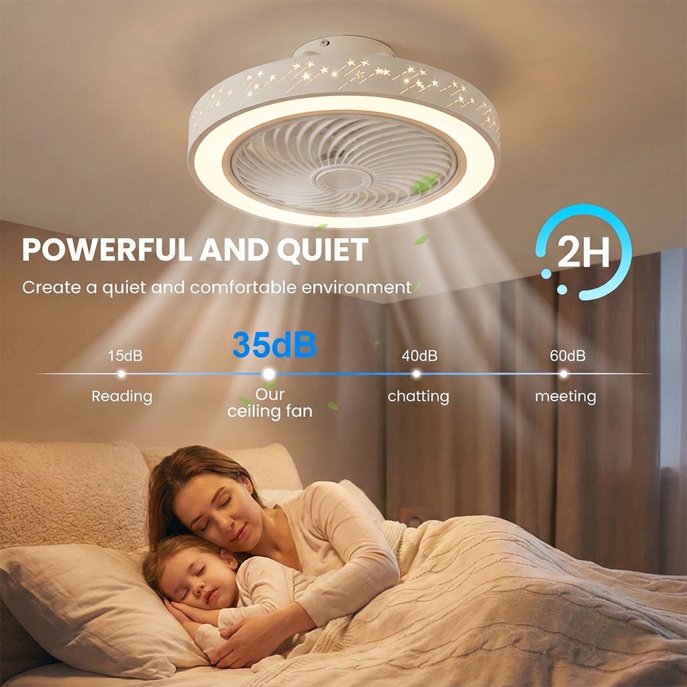 Ventilateur de plafond avec lumière et télécommande, profil bas moderne de 46cm lumière LED dimmable, 6 vitesses silencieux Réversible Plafonnier - 8