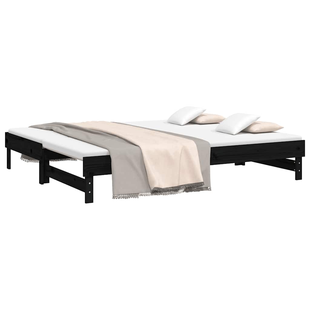 vidaXL Lit coulissant sans matelas noir 2x(80x200)cm - 3