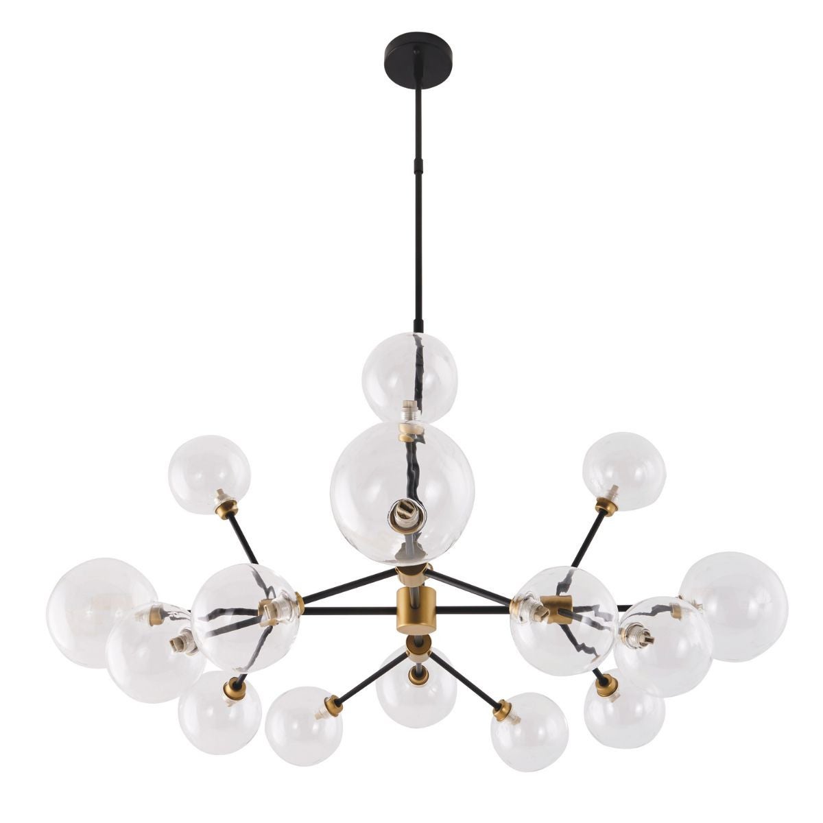 Lustre en métal noir et laiton doré avec 16 globes en verre LACTÉE ...