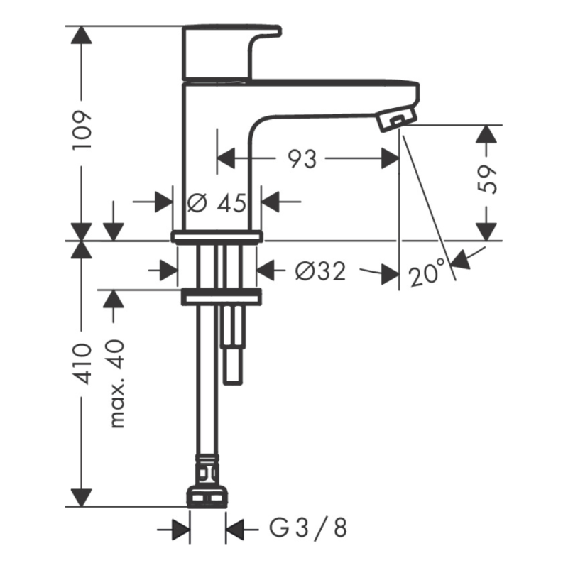 HANSGROHE Robinet de lave‑mains 70 eau froide sans tirette ni vidage chromé - 4