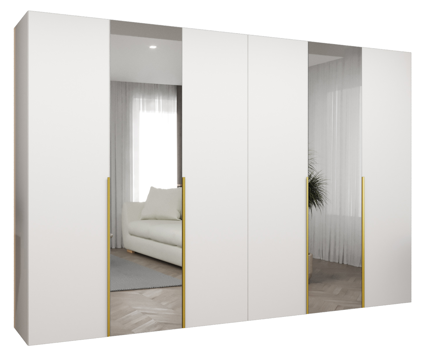 Szafa uchylna otwierana Alicante 2 300 x 52 x 202 cm biały + u. złoty Abiks Meble