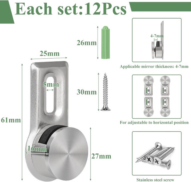 Accessorio per il fissaggio a parete dello specchio bombato da 75 mm Accessorio per il fissaggio a parete dello specchio bombato da 75 mm