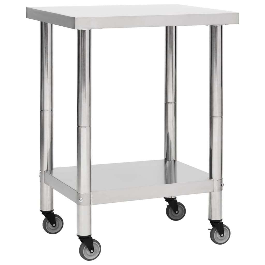 Mesa de trabajo para cocina con ruedas acero inox 80x45x85 cm | Leroy ...