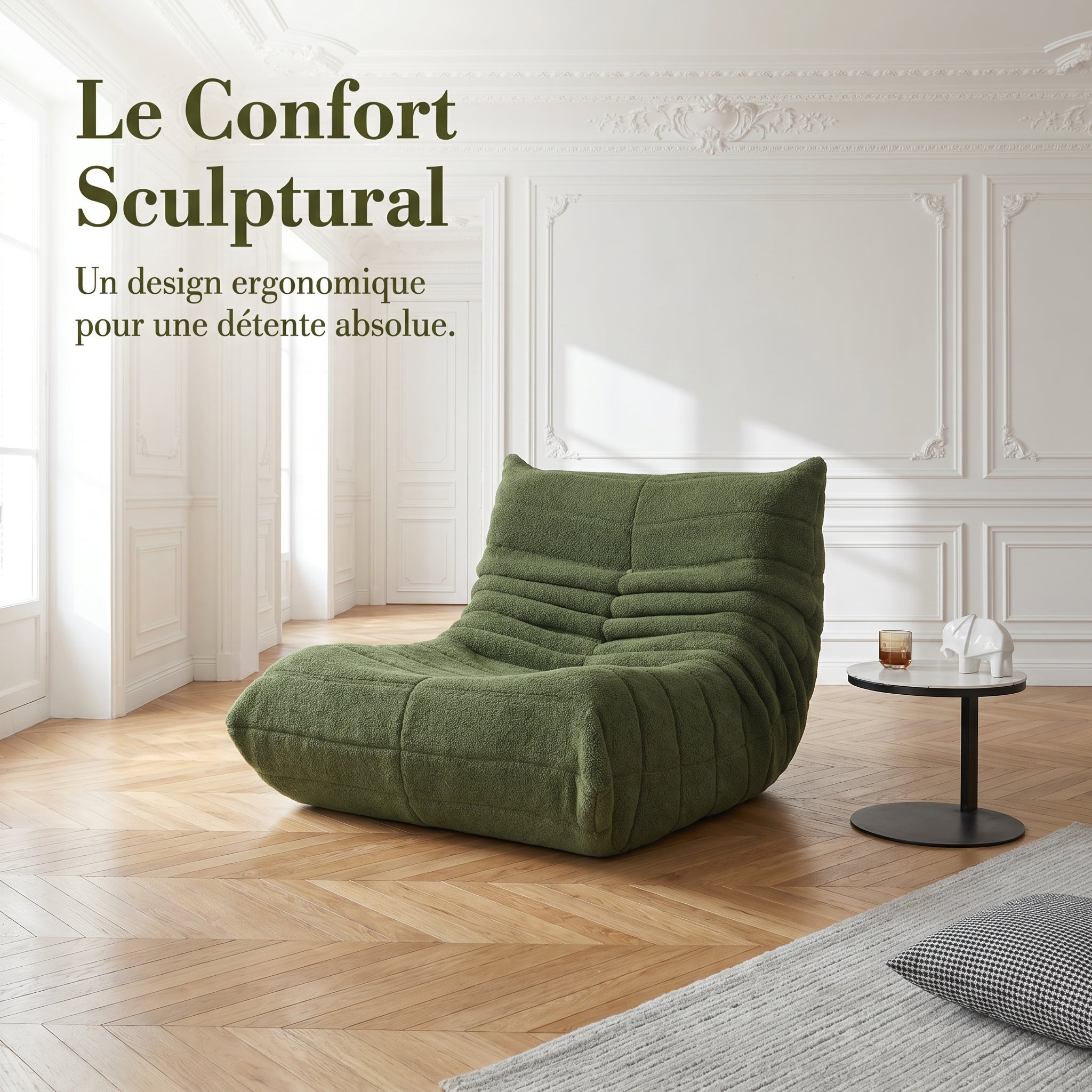 Pouf géant - Canapé de sol avec dossier - Fauteuil de lecture d'intérieur confortable XXL - Pour salon et chambre à coucher - 86 x 105 x 75 cm - Noir - 6