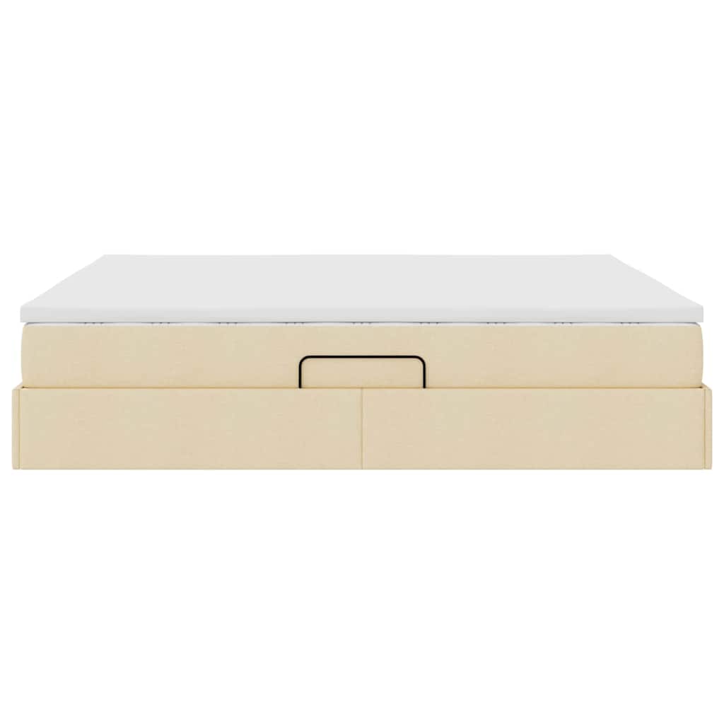 Lit avec rangement et matelas crème 160 x 200 cm polyester - 9