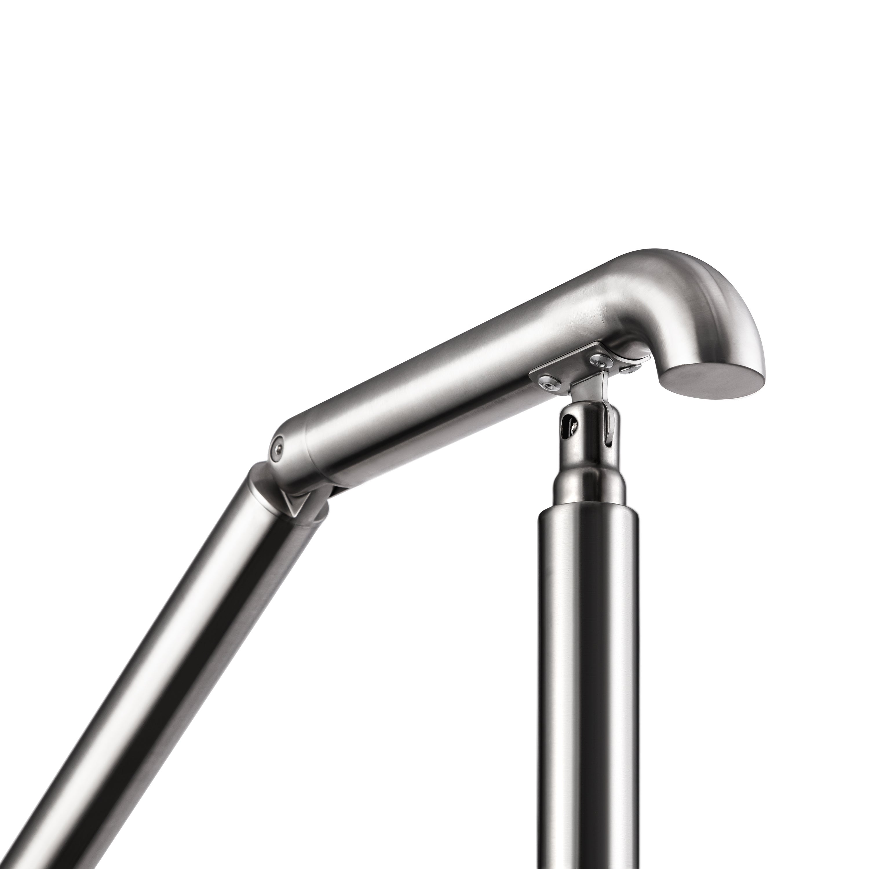 Garde-Corps Rampe Escalier Main Courante L.136cm, En Inox 201 Argent - 3 à 4 Marches - Angle réglable 0-50° - Pour Jardin Entrée Portail Garage - 4