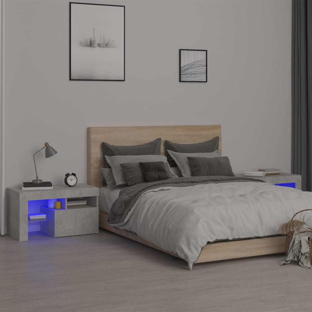 Szafki z oświetleniem LED, 2 szt., szarość betonu, 70x36,5x40cm vidaXL