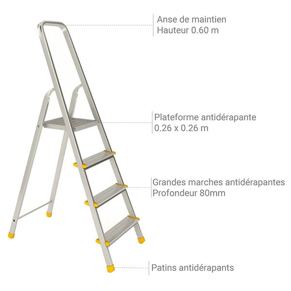 Escabeau 4 marches - Hauteur max. de travail 2.76m - 914 - 5