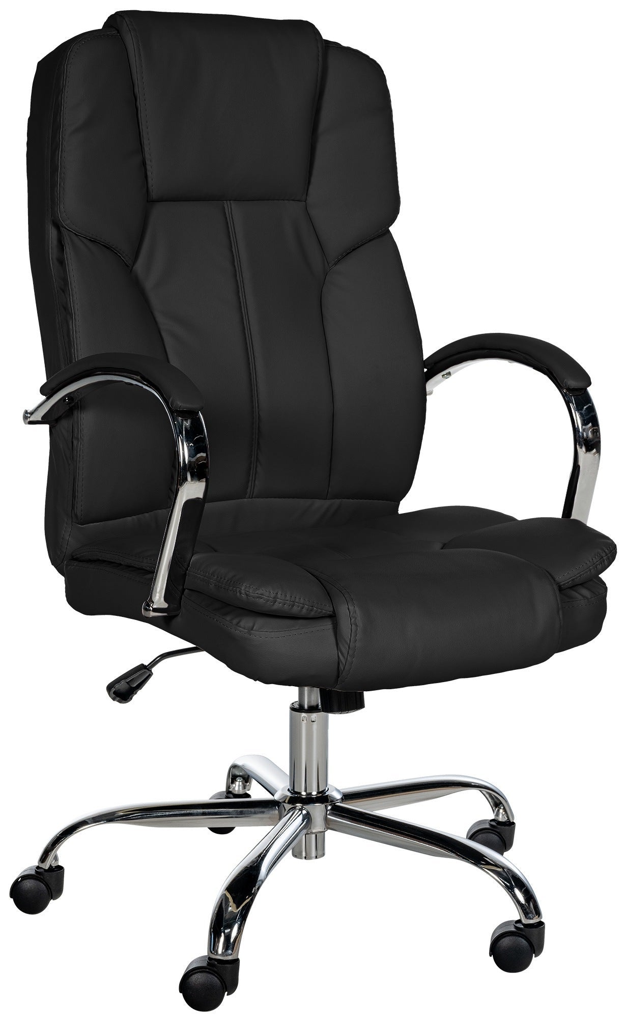 Sedia da ufficio con rotelle seduta XXL altezza regolabile braccioli in similpelle nera struttura in meta 10_0006910 | Leroy Merlin
