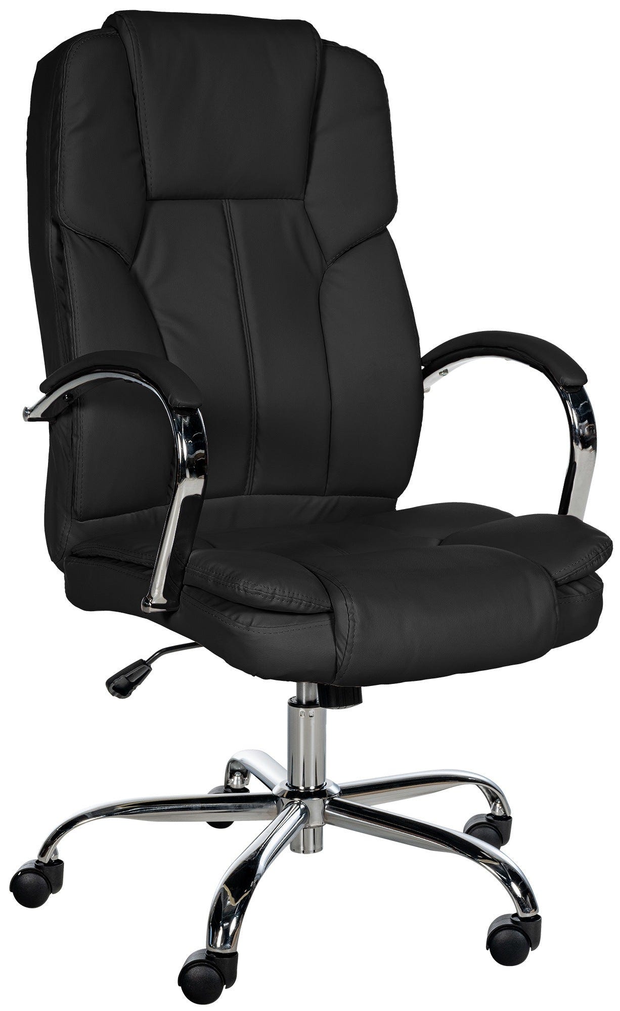 Sedia da ufficio con rotelle seduta XXL altezza regolabile braccioli in similpelle nera struttura in meta 10_0006910 | Leroy Merlin Sedia da ufficio con rotelle seduta XXL altezza regolabile braccioli in similpelle nera struttura in meta 10_0006910 | Leroy Merlin